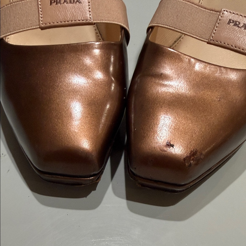 Prada Women's Metallic Brown Loafers - Picture 7 of 8